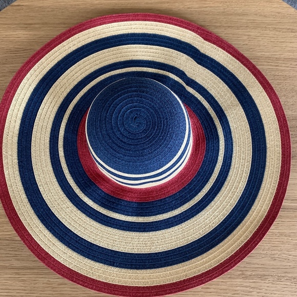 Women's Paperboard Patterned String Sun Hat Navy - Picture 2 of 4